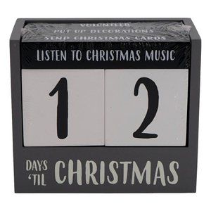 Christmas Countdown Calendar Block Numbers Gray Days 'til Christmas Reminders